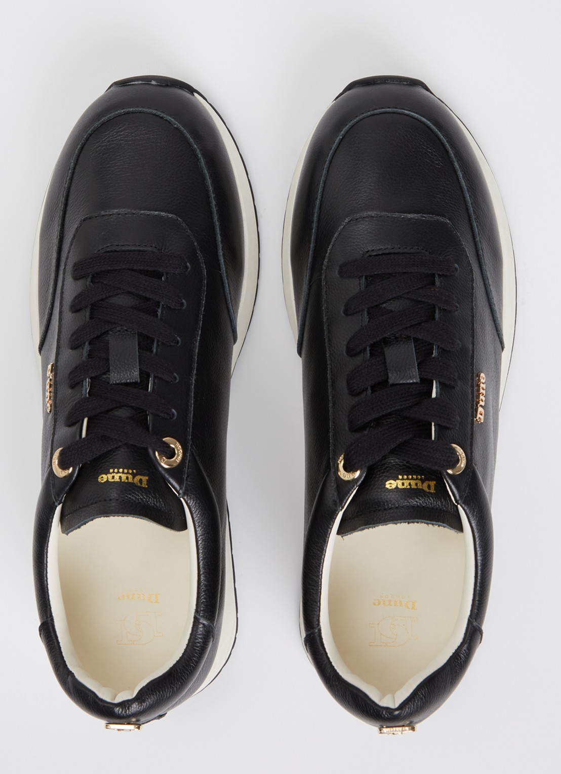 Dune London Ettah sneaker van leer met logo - detail 3 zwart
