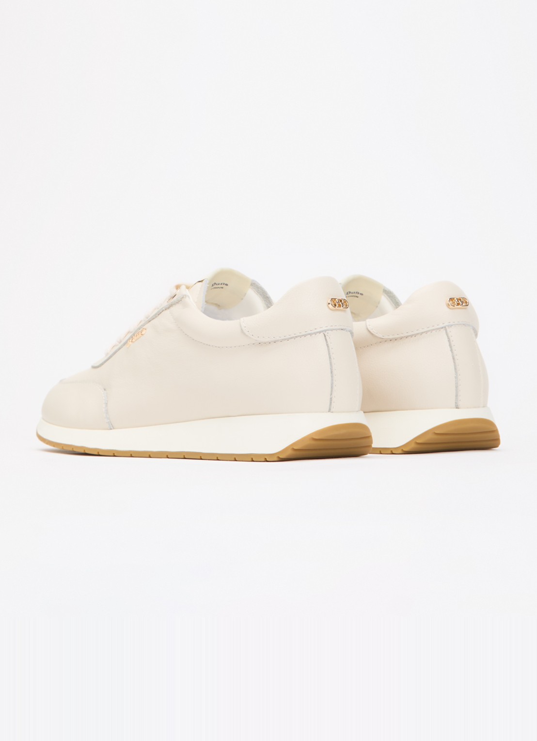 Dune London Ettah sneaker van leer met logo - achterkant 2 creme