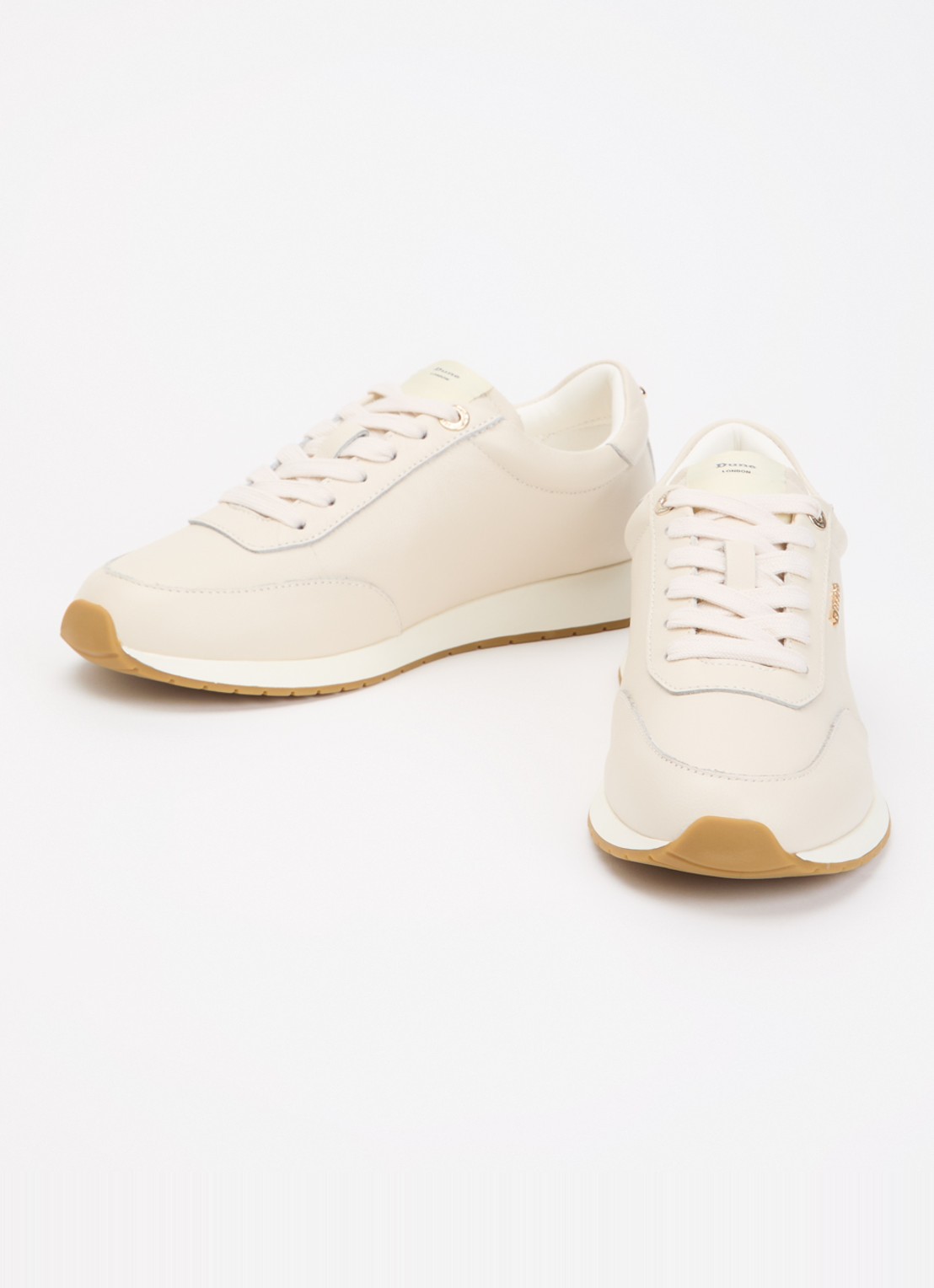 Dune London Ettah sneaker van leer met logo - detail 3 creme
