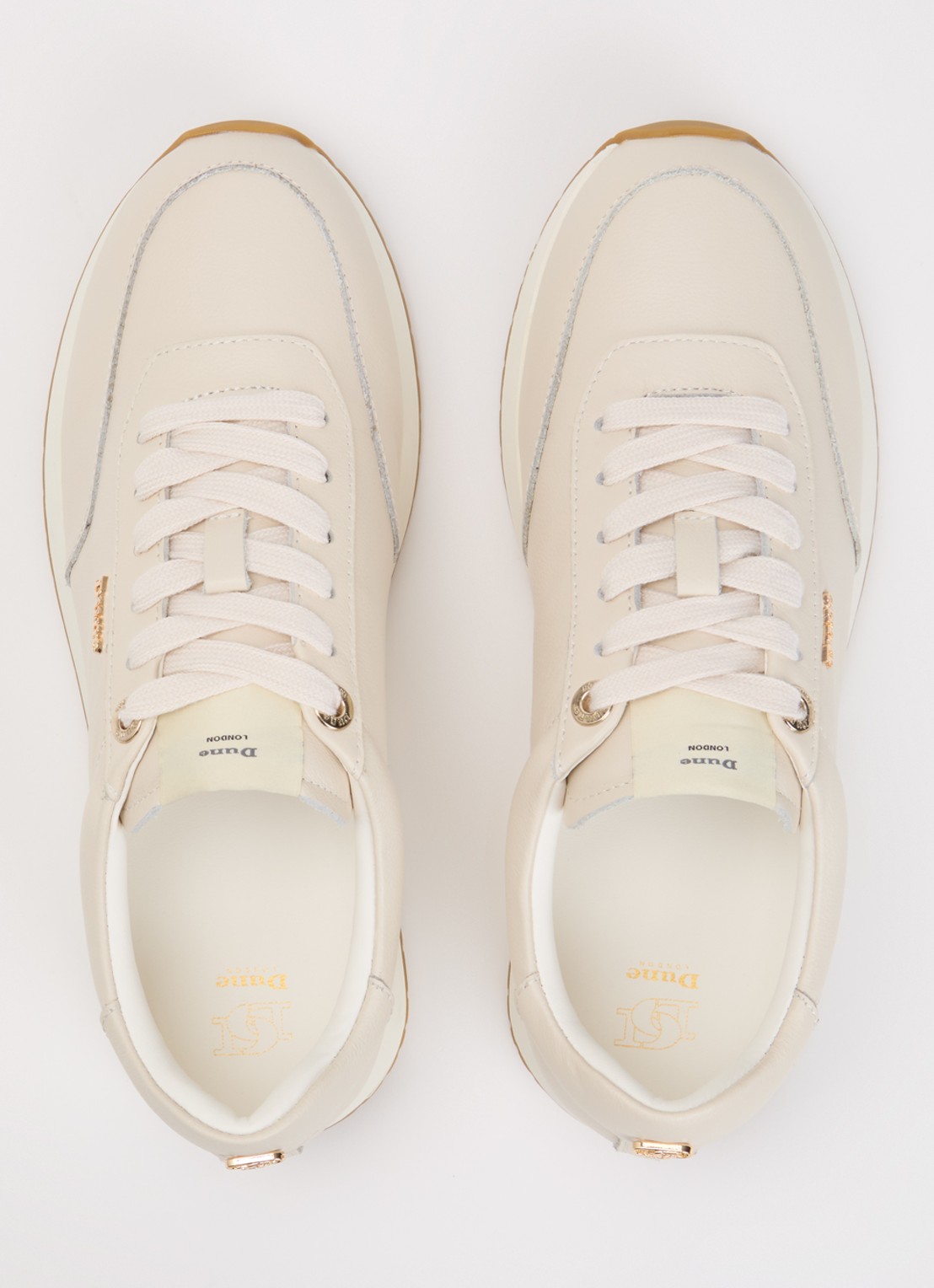 Dune London Ettah sneaker van leer met logo - detail 4 creme