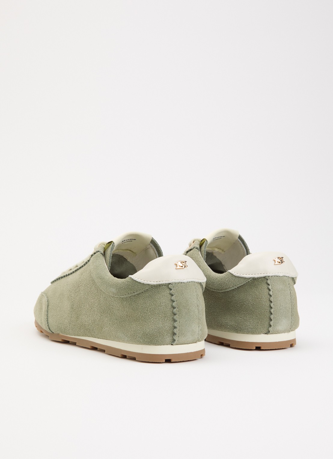 Dune London Evalinna sneaker van suède - achterkant 5 olijfgroen