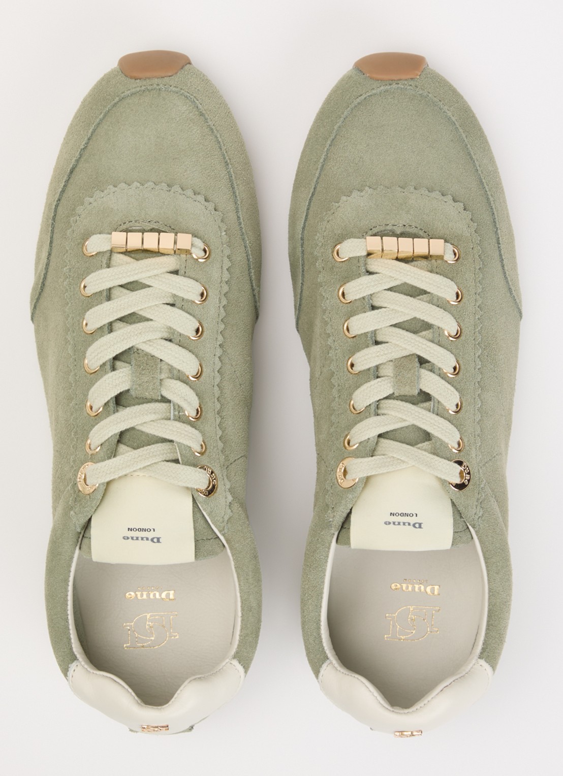 Dune London Evalinna sneaker van suède - detail 3 olijfgroen