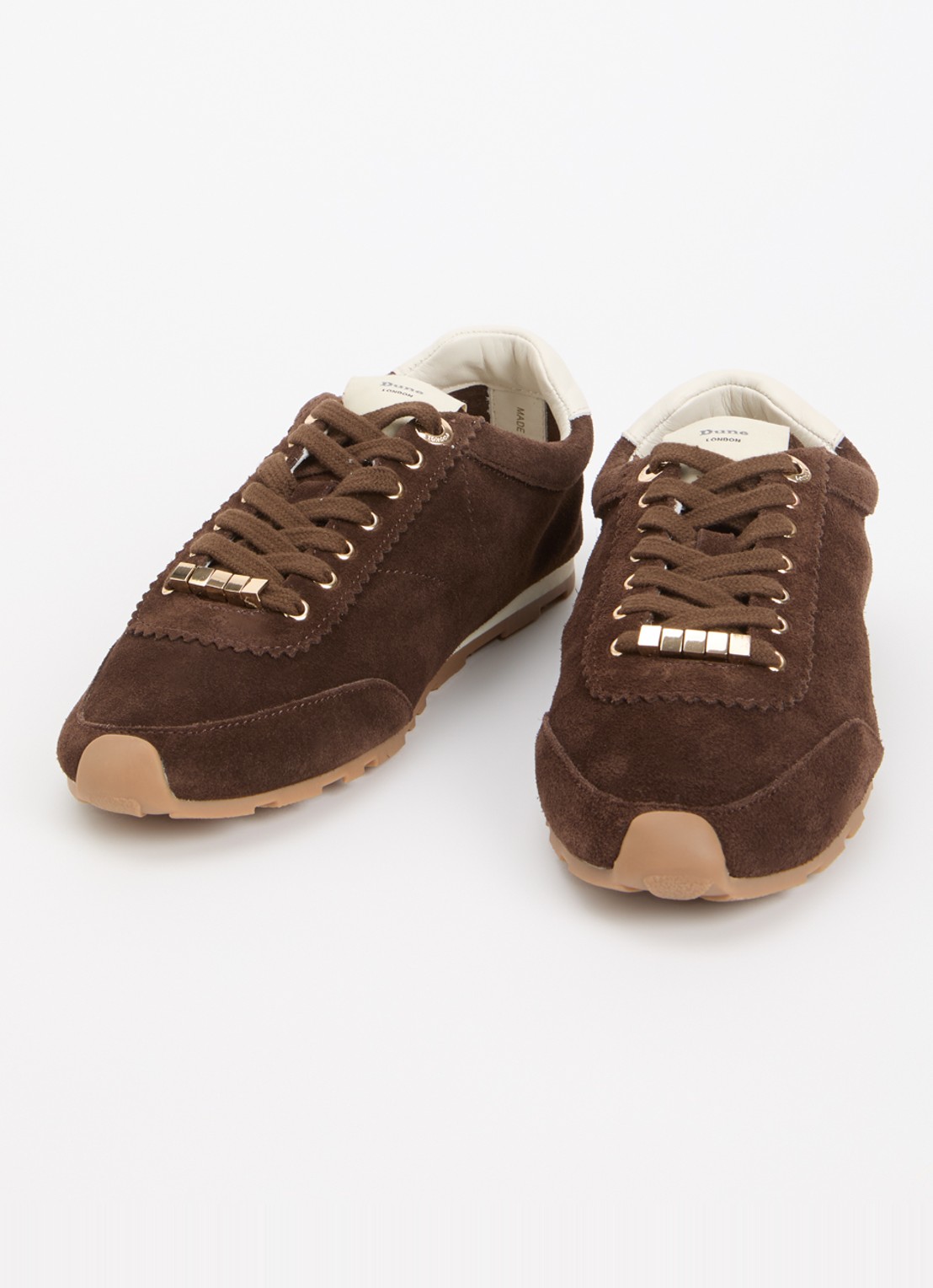 Dune London Evalinna sneaker van suède - detail 3 bruin