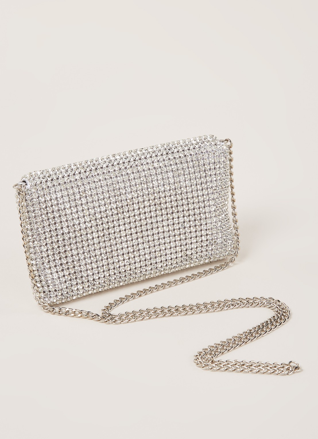 Dune London Evanderr clutch met strass - detail 3 zilver