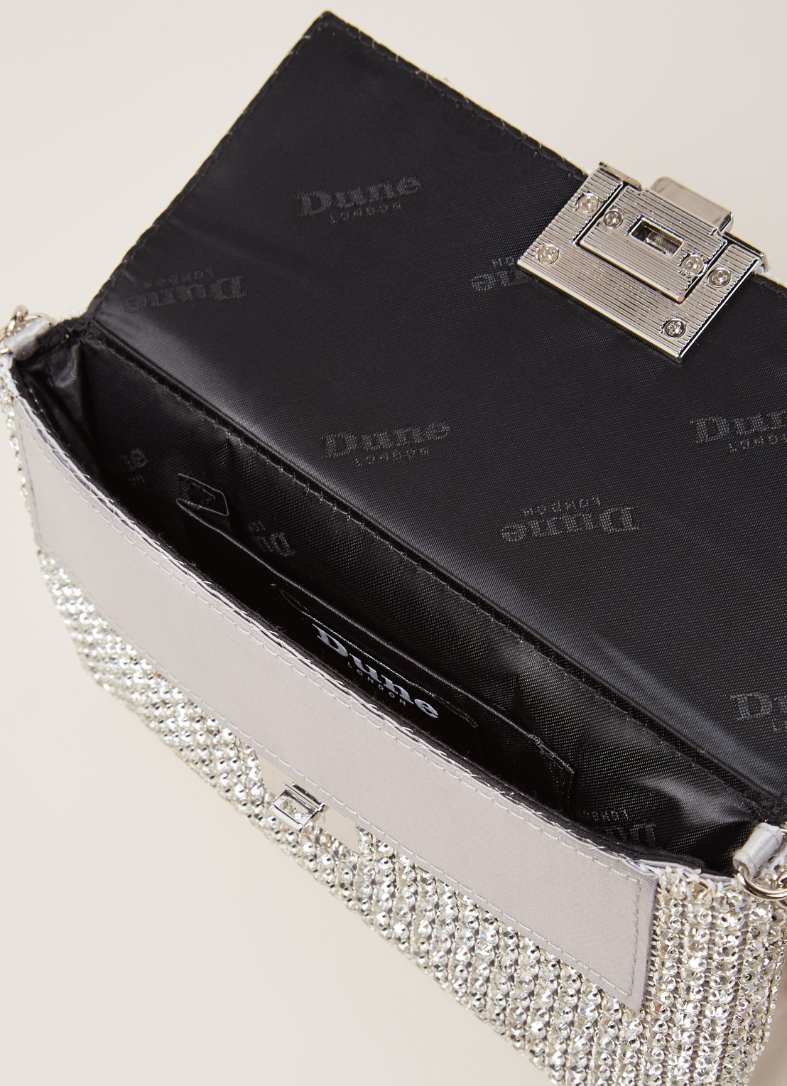 Dune London Evanderr clutch met strass - detail 4 zilver