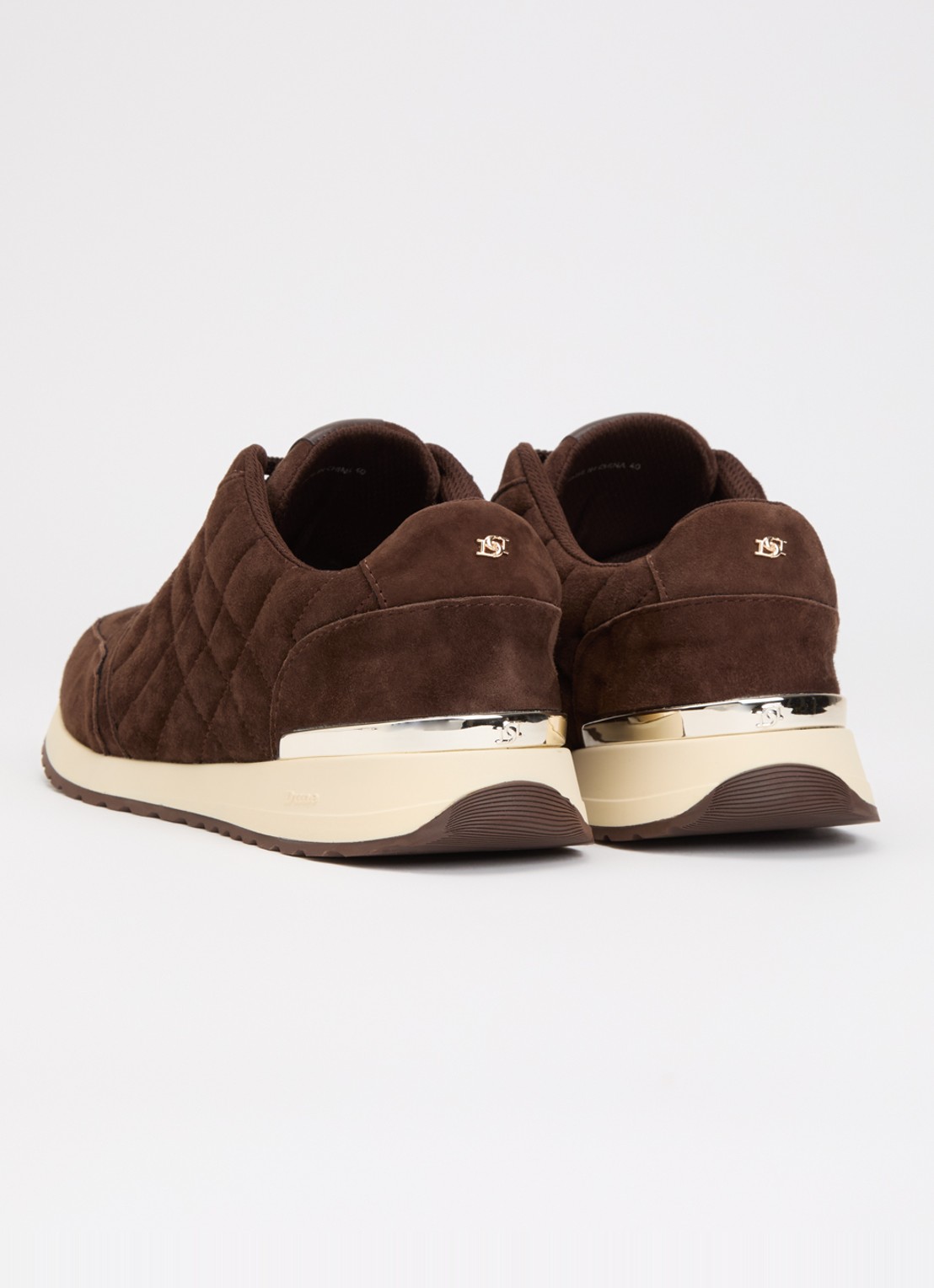 Dune London Evelie sneaker met quilt patroon - achterkant 5 donkerbruin