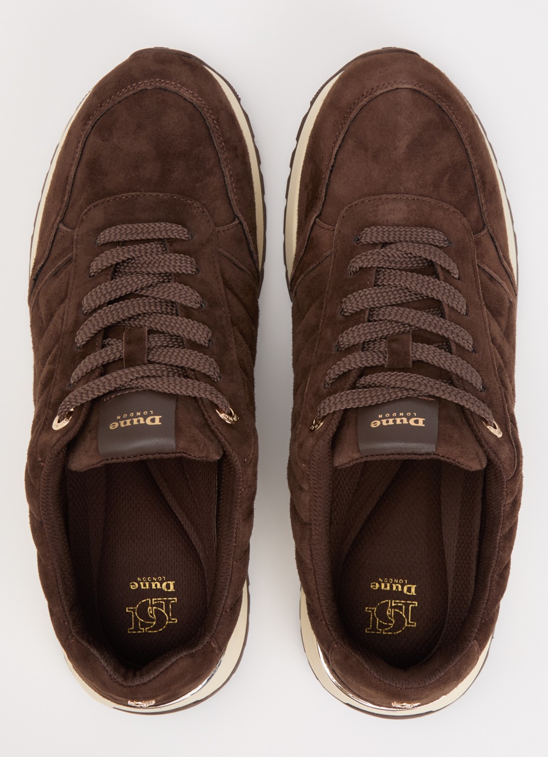 Dune London Evelie sneaker met quilt patroon - detail 2 donkerbruin
