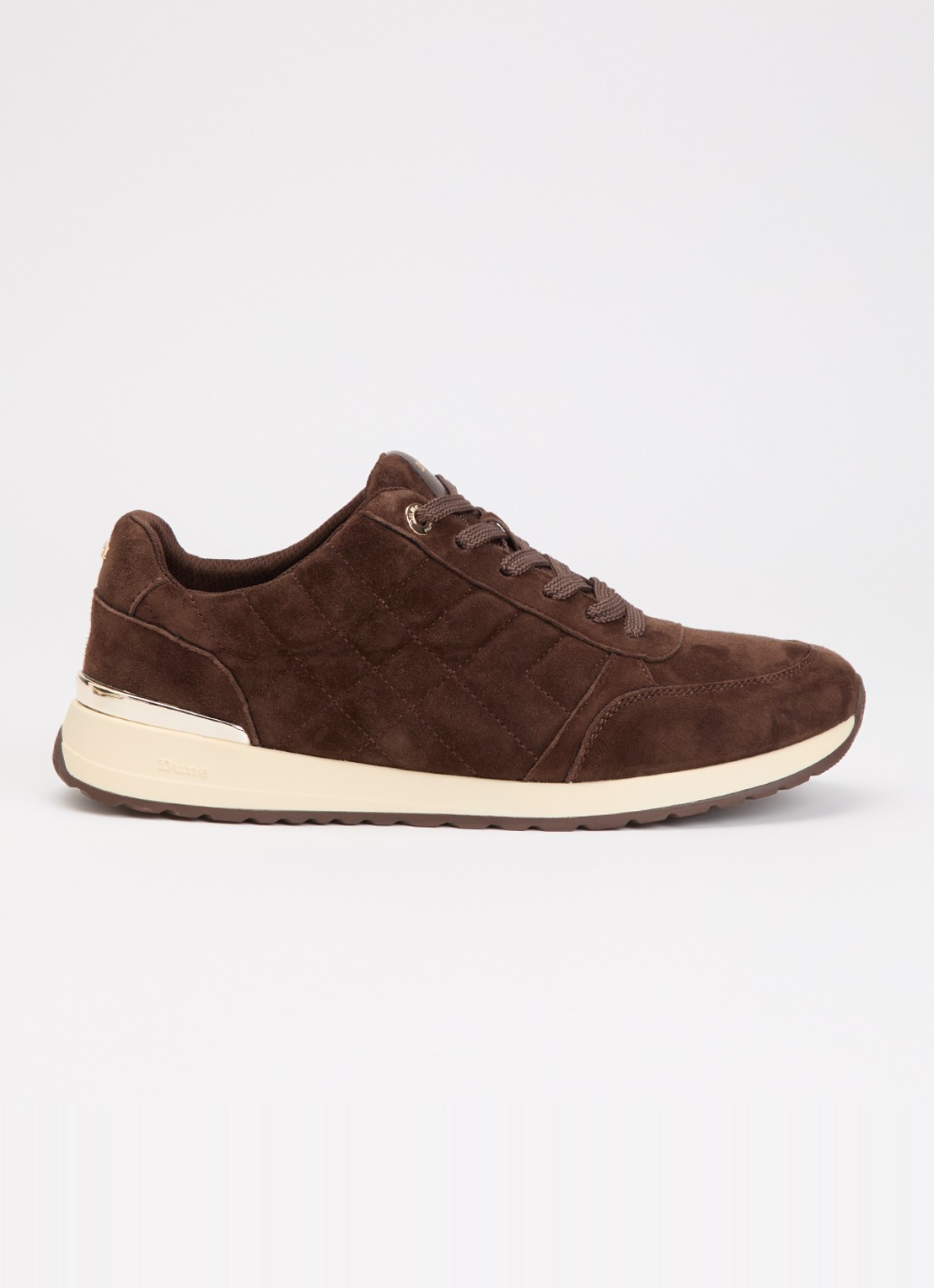 Dune London Evelie sneaker met quilt patroon - voorkant 4 donkerbruin