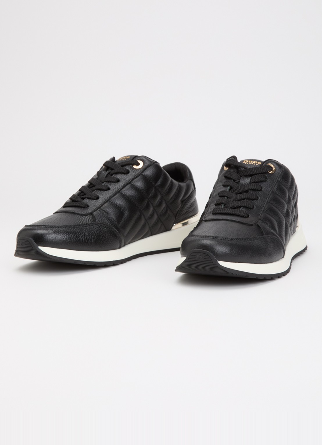Dune London Evelie sneaker met quilt patroon - detail zwart