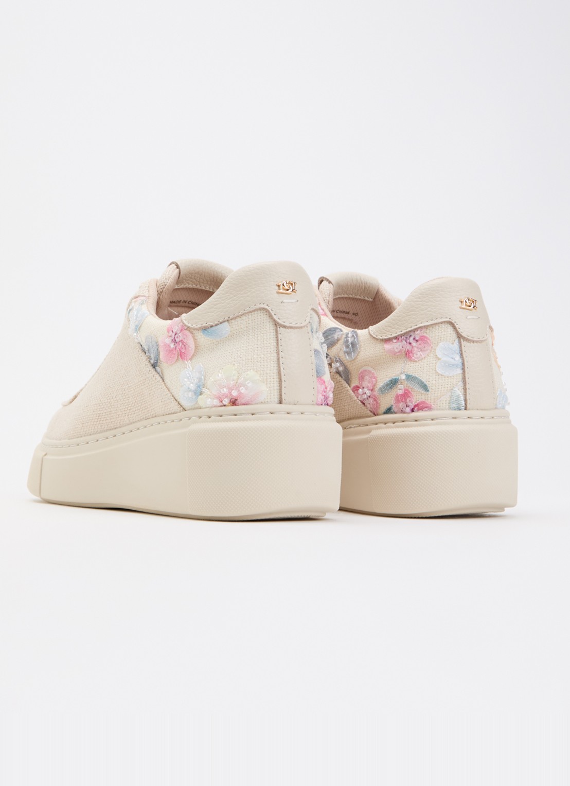 Dune London Evienne sneaker met plateauzool - achterkant 5 beige
