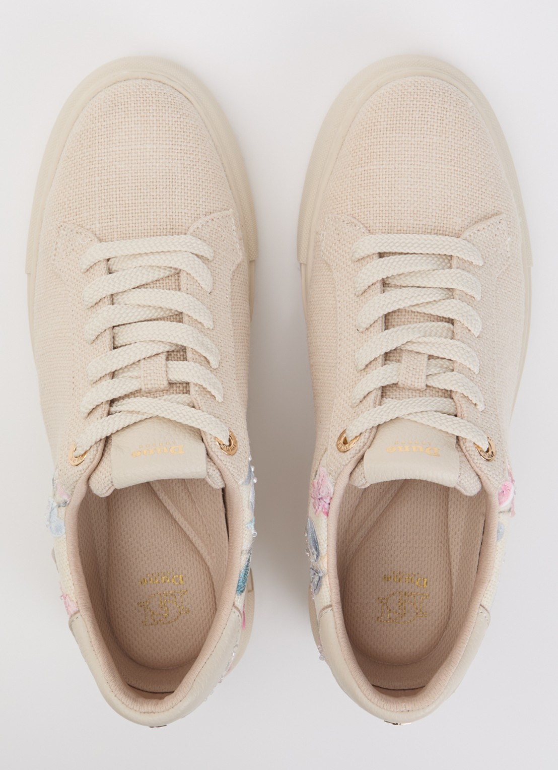Dune London Evienne sneaker met plateauzool - detail 3 beige