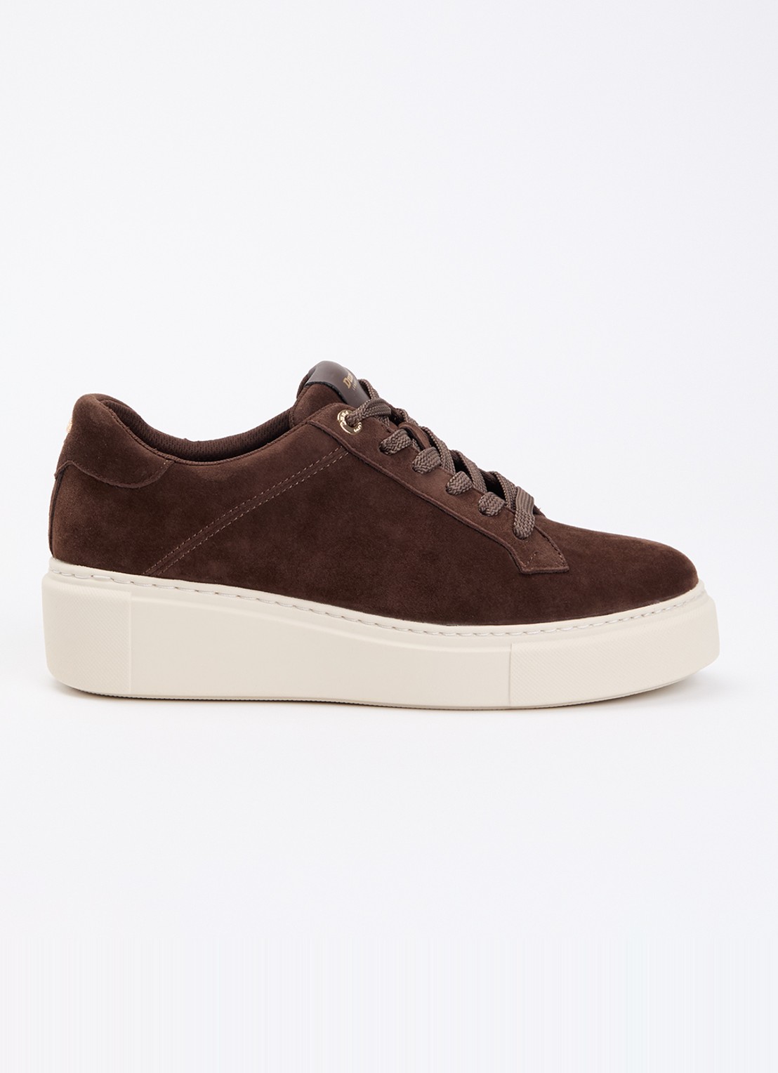 Dune London Evienne sneaker met plateauzool - voorkant 2 bruin