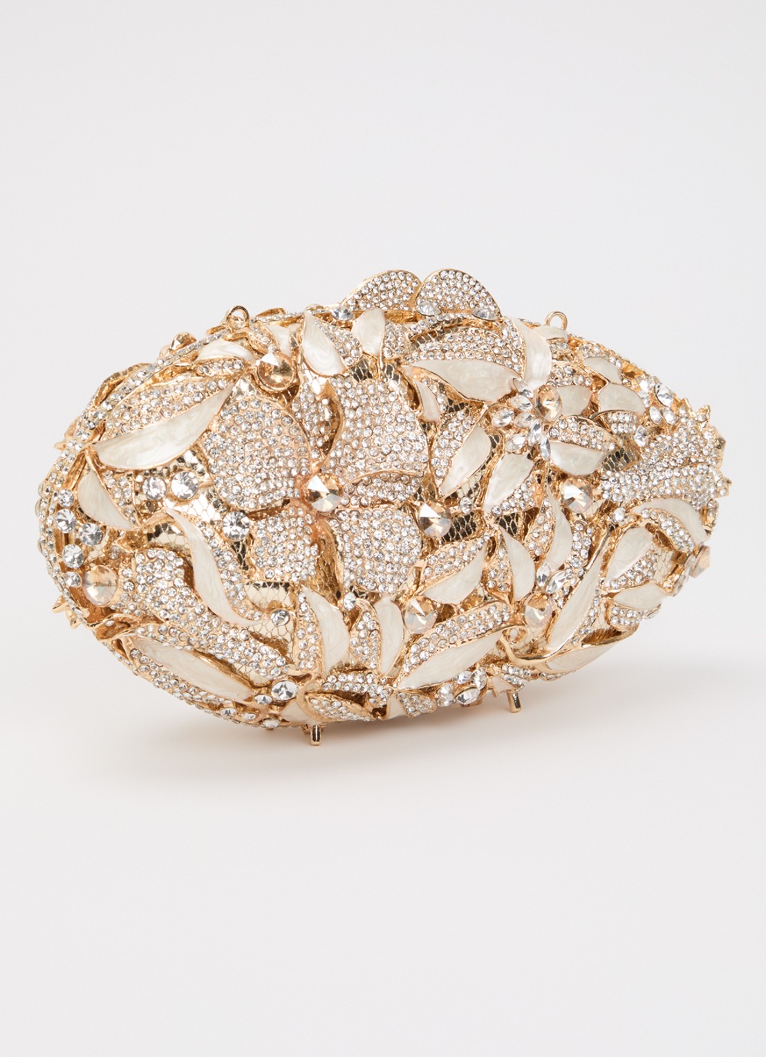 Dune London Extravagant clutch met strass en afneembare schouderriem - achterkant goud