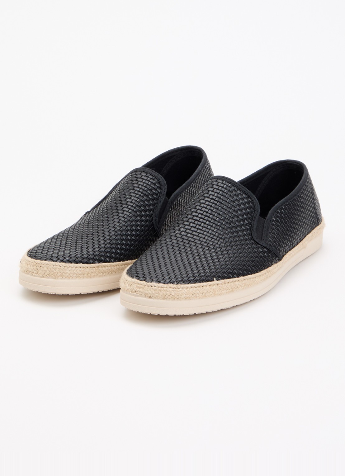 Dune London Fabbien espadrille van canvas - detail zwart