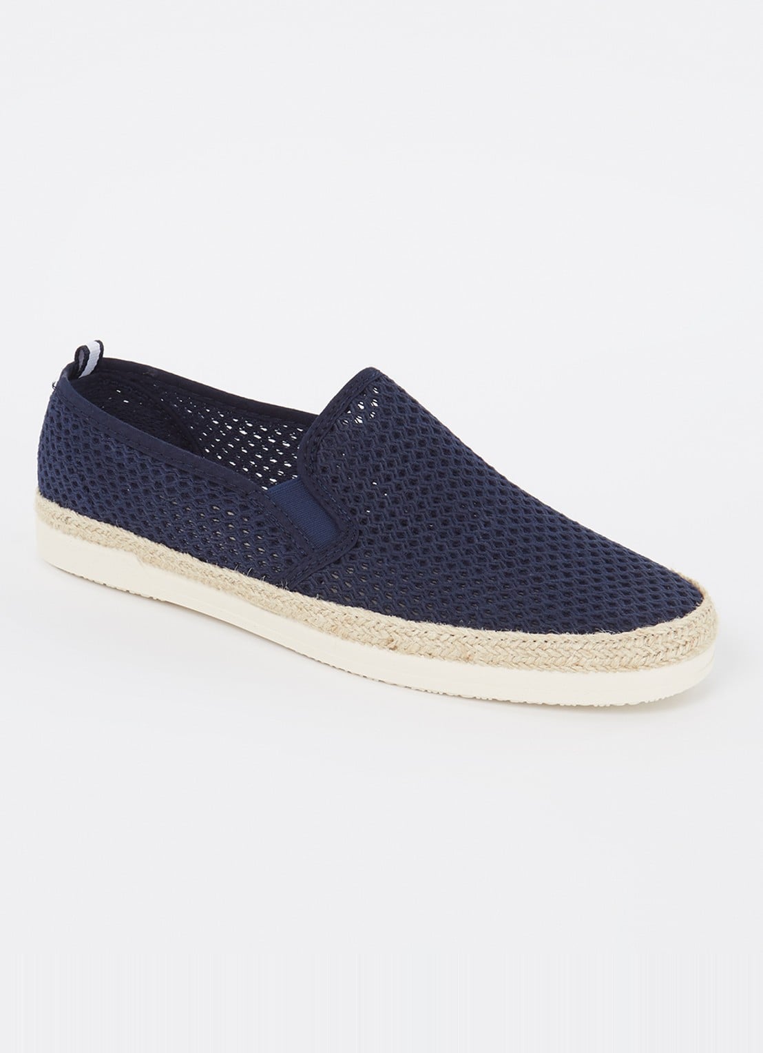 Dune London Fisherr slip-on van canvas - voorkant donkerblauw