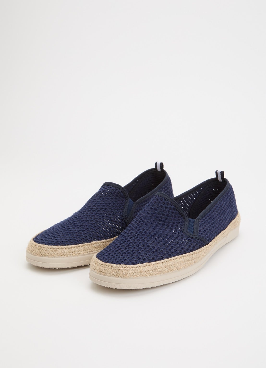 Dune London Fishers espadrilles met gebreid bovenwerk - detail royalblauw