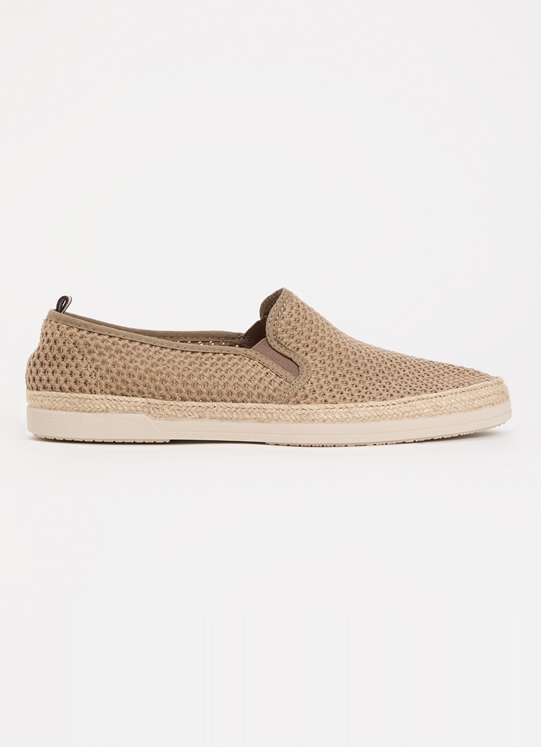 Dune London Fishers espadrilles met gebreid bovenwerk - voorkant taupe