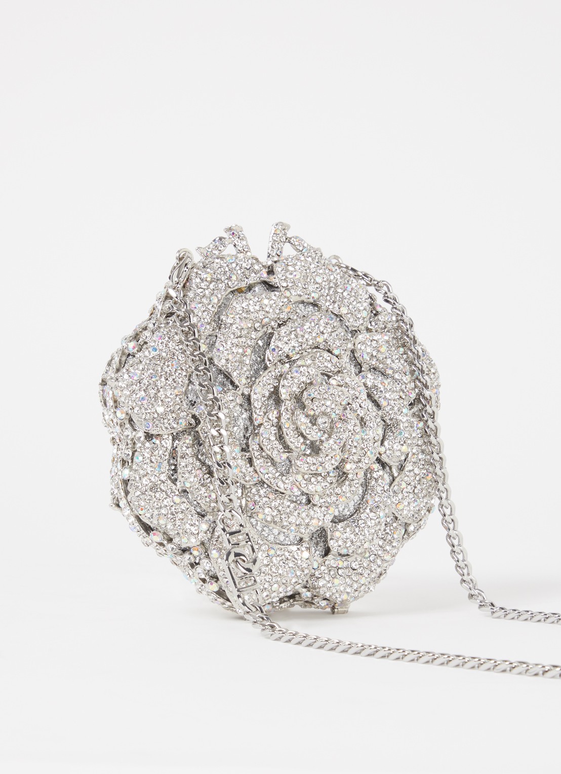 Dune London Floral clutch met strass - achterkant 4 zilver