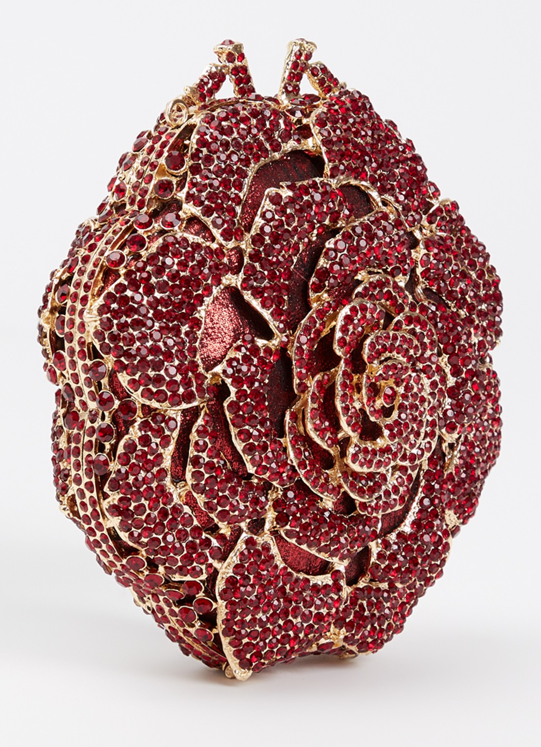 Dune London Floral clutch met strass - achterkant 2 donkerrood