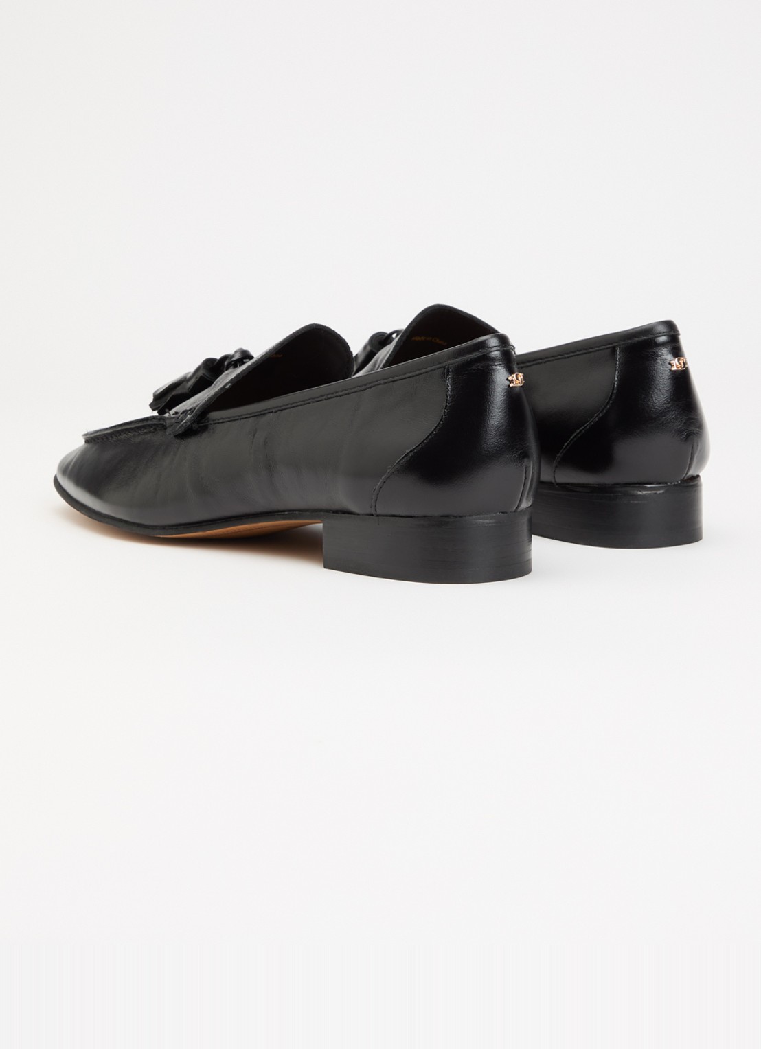 Dune London Gateway loafer van leer met franjes - achterkant 4 zwart