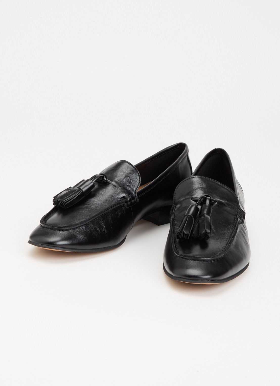 Dune London Gateway loafer van leer met franjes - detail zwart