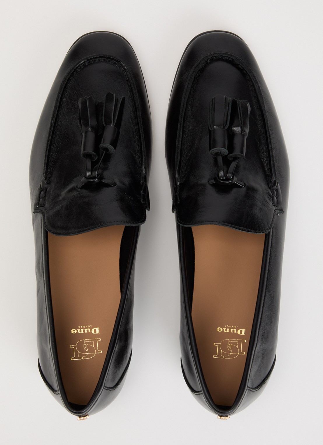 Dune London Gateway loafer van leer met franjes - detail 2 zwart