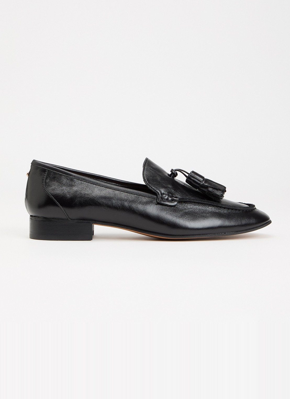 Dune London Gateway loafer van leer met franjes - voorkant 5 zwart