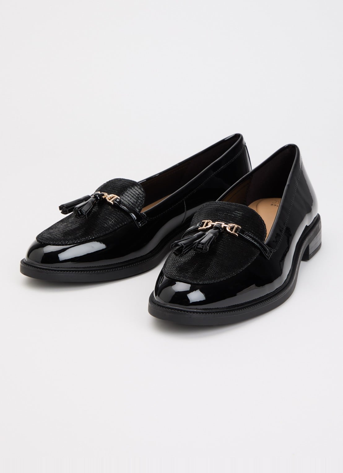 Dune London Gazeles loafer met lakfinish  - detail 2 zwart