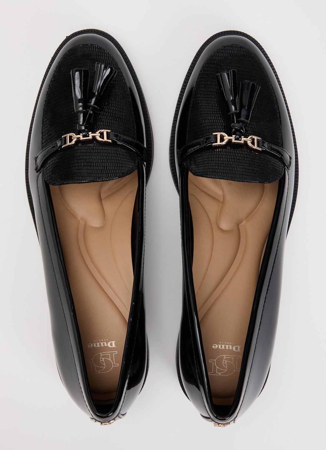 Dune London Gazeles loafer met lakfinish  - detail 3 zwart