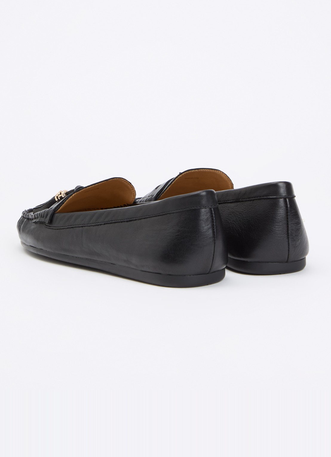 Dune London Geen mocassin van leer met franjes - achterkant zwart