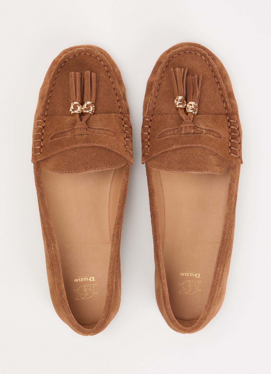 Dune London Geen mocassin van leer met franjes - detail 2 cognac