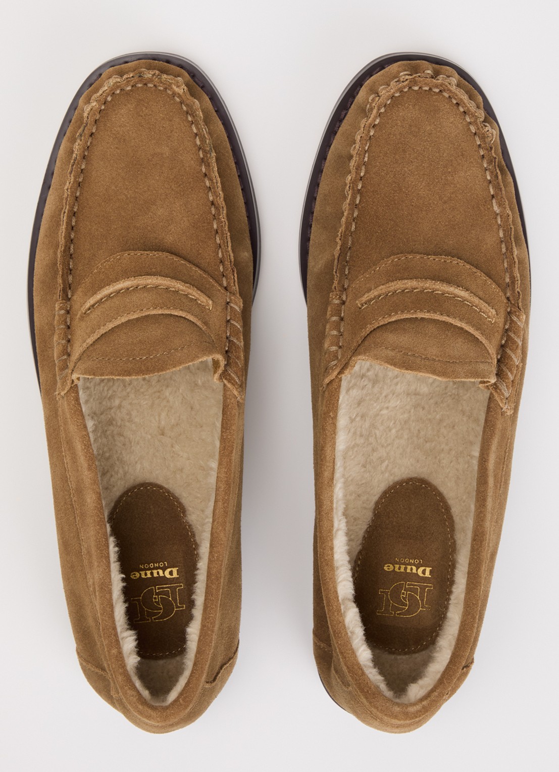 Dune London Genuinee mocassin van suède - detail 2 zand