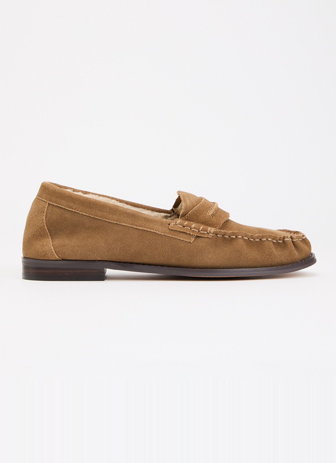 Dune London Genuinee mocassin van suède - voorkant 5 zand