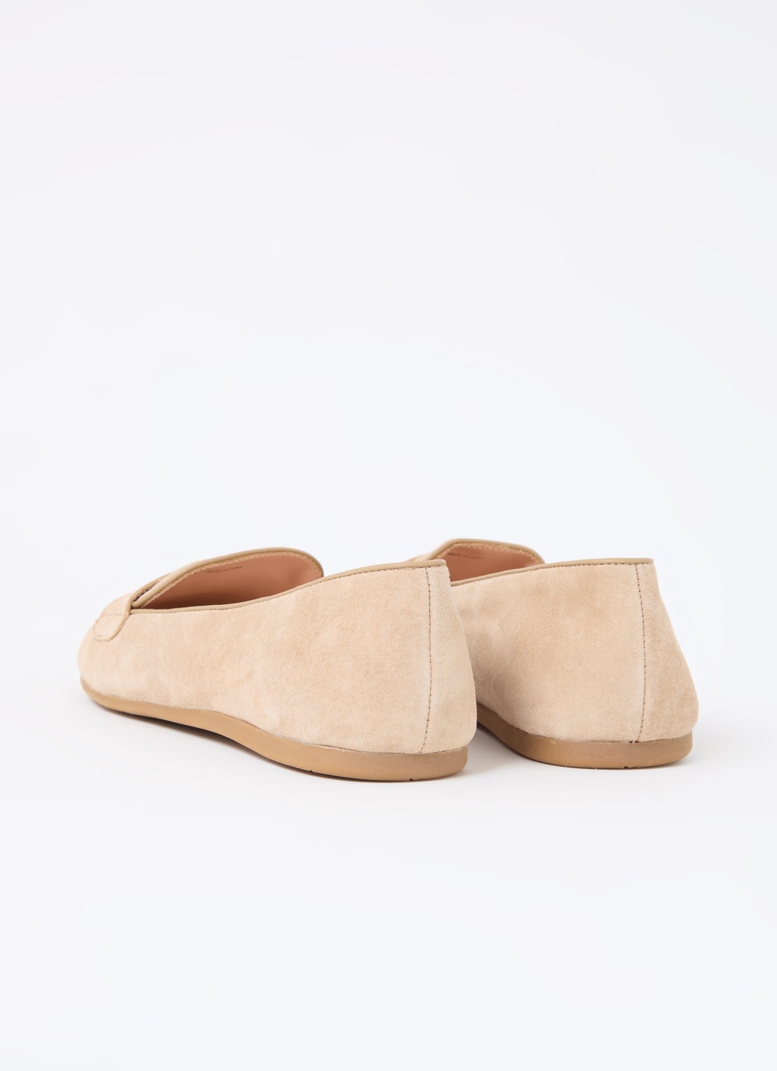 Dune London Gina loafer van leer met logo - achterkant beige