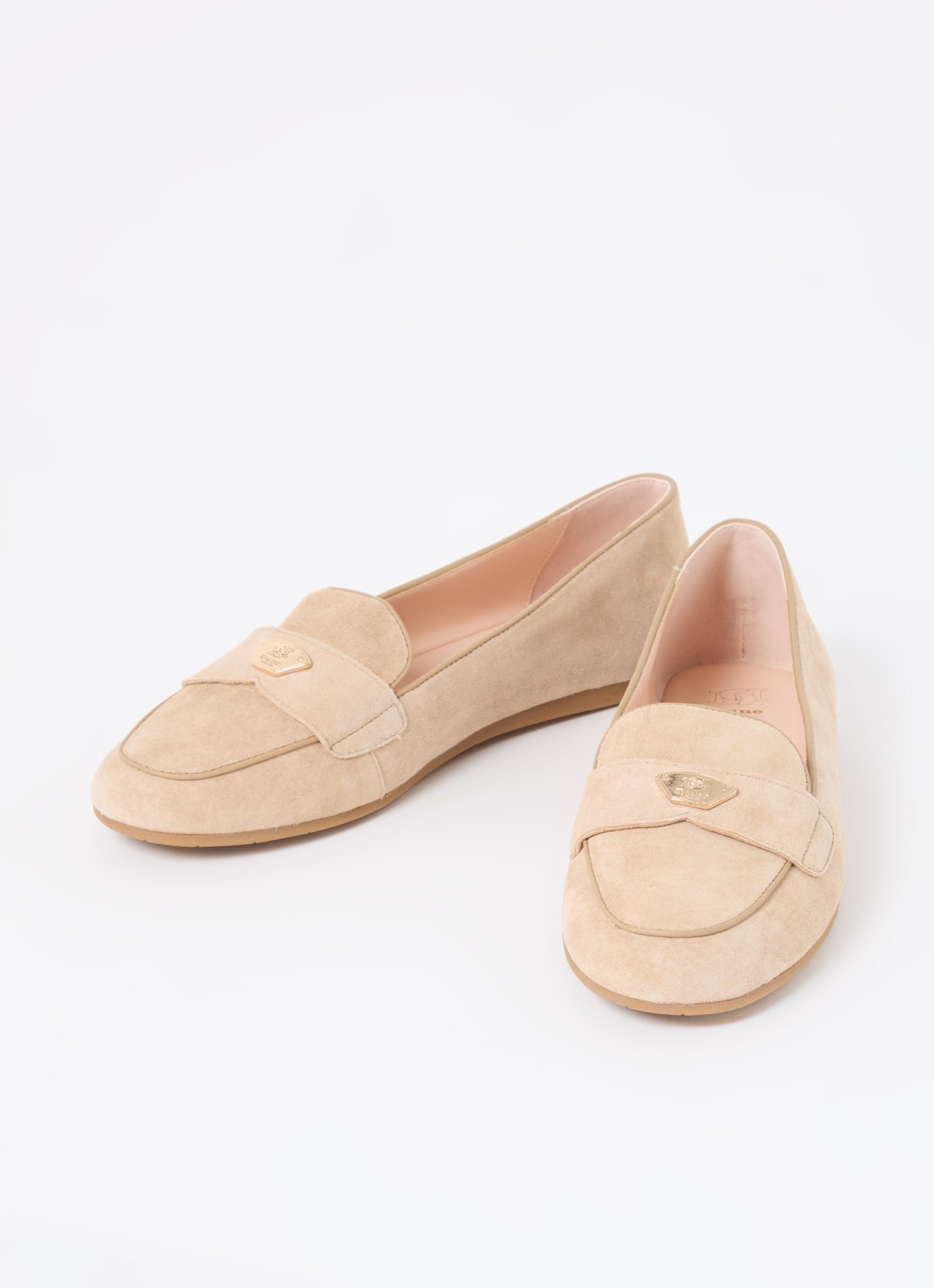 Dune London Gina loafer van leer met logo - detail 3 beige