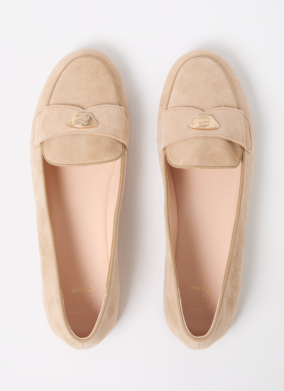Dune London Gina loafer van leer met logo - detail 4 beige