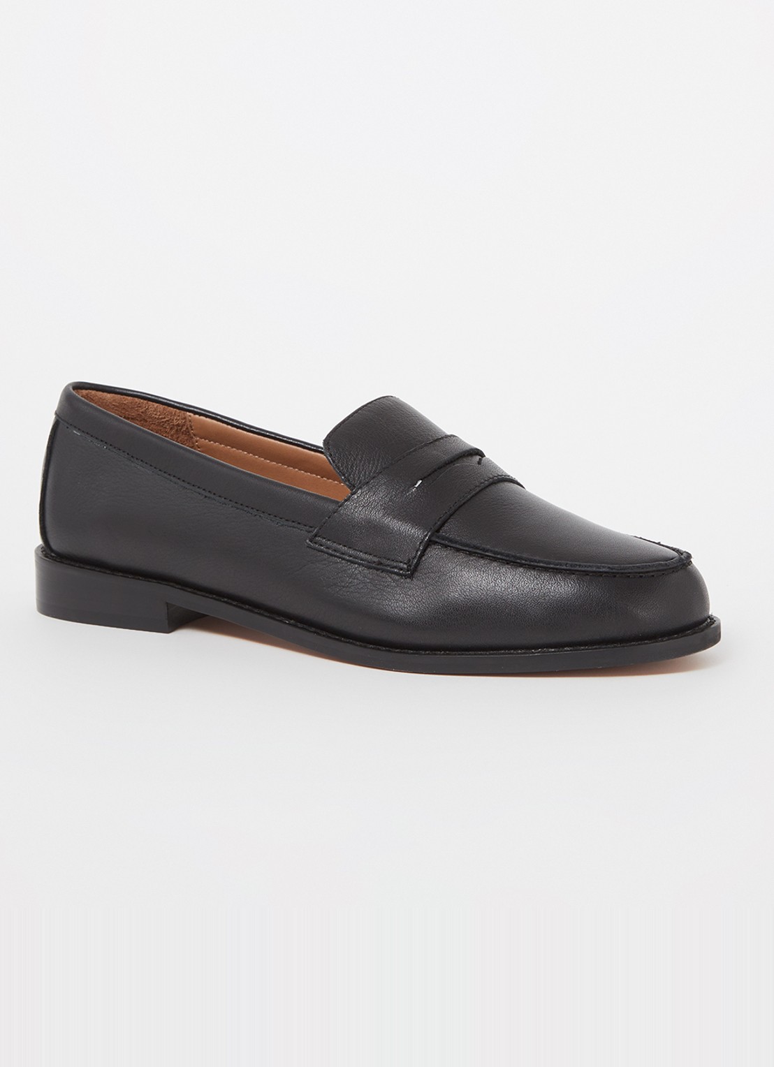 Dune London Ginelli loafer van leer  - voorkant 5 zwart
