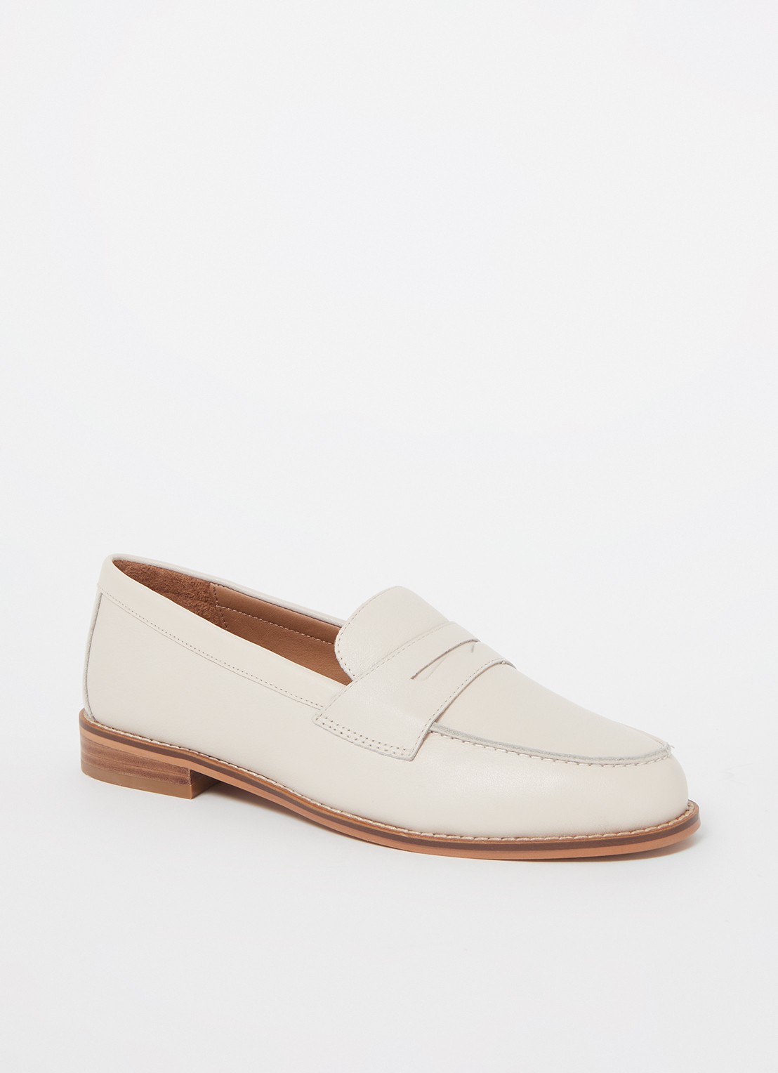 Dune London Ginelli loafer van leer  - voorkant 2 creme