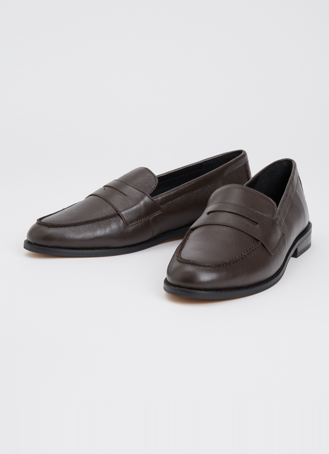 Dune London Ginelli loafer van leer  - detail 3 donkerbruin
