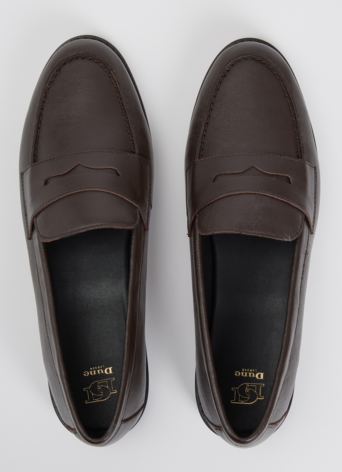 Dune London Ginelli loafer van leer  - detail 4 donkerbruin
