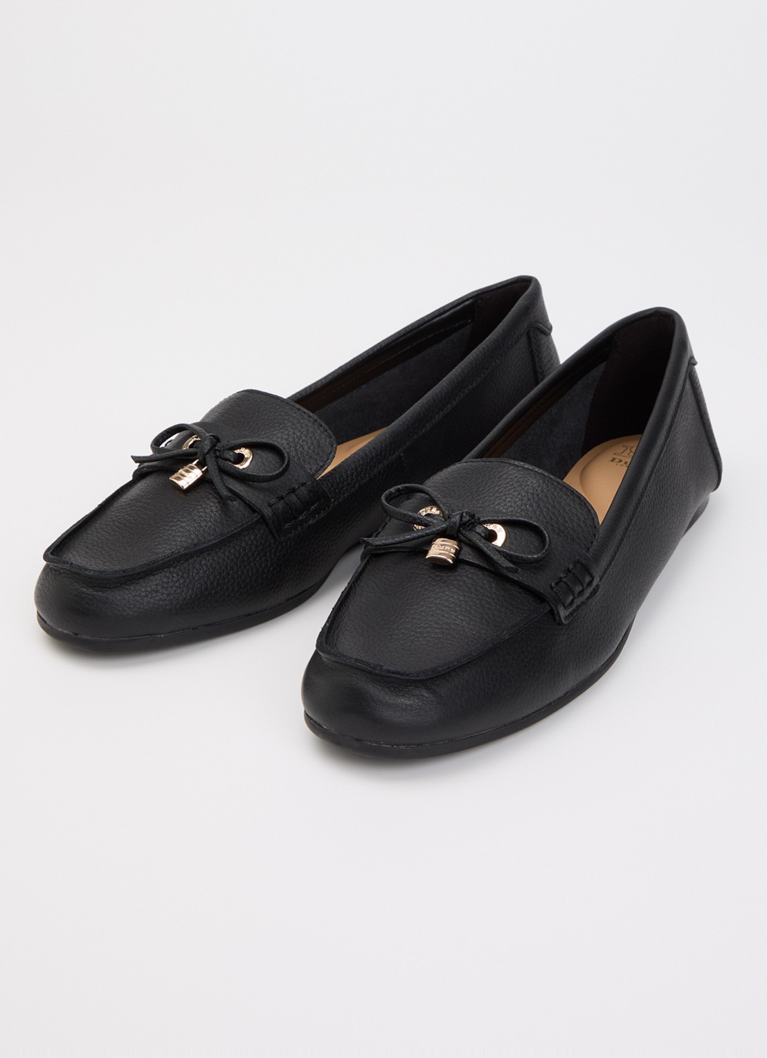 Dune London Girella mocassin van leer met strikdetail - detail zwart