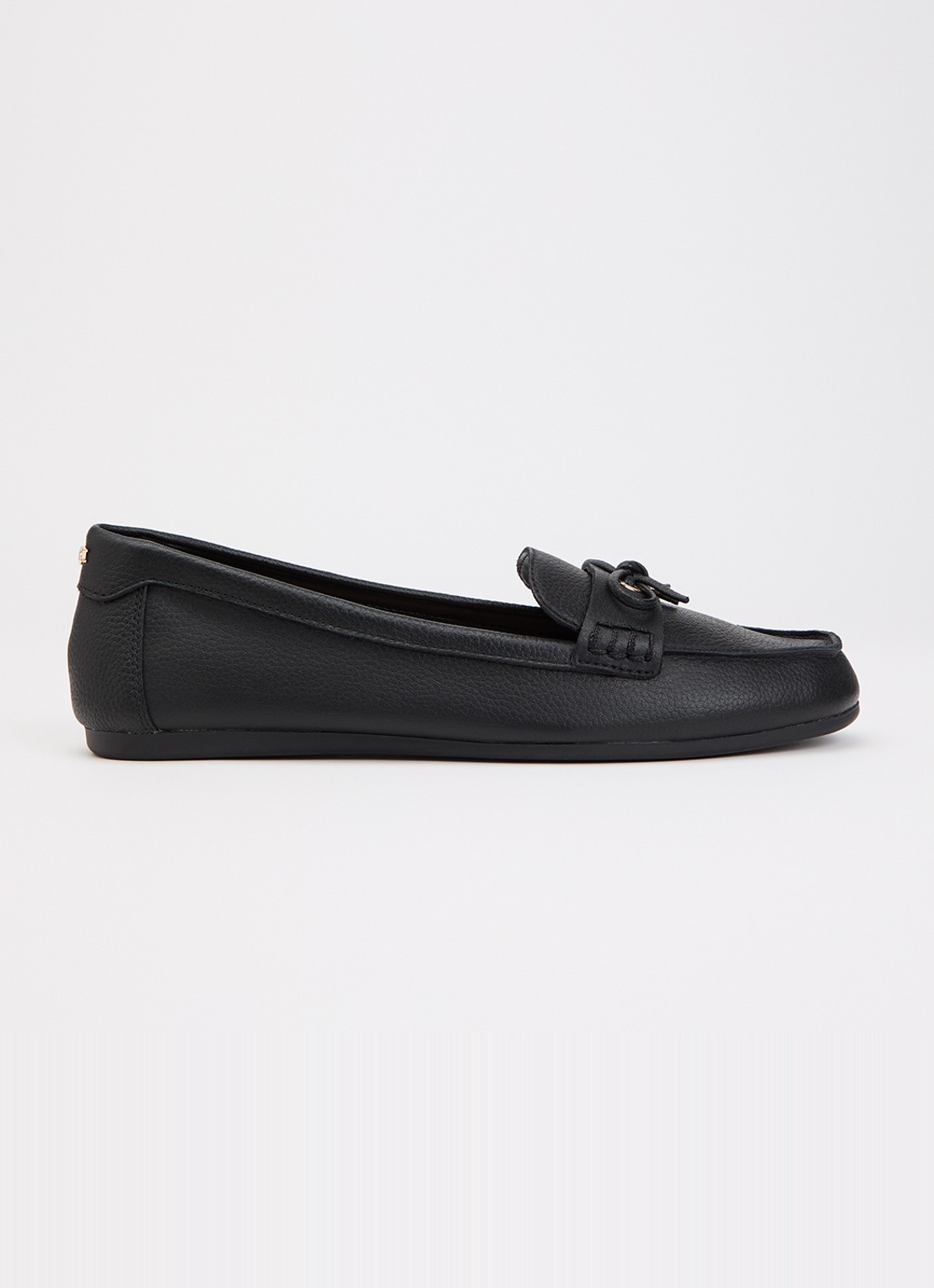 Dune London Girella mocassin van leer met strikdetail - voorkant 5 zwart
