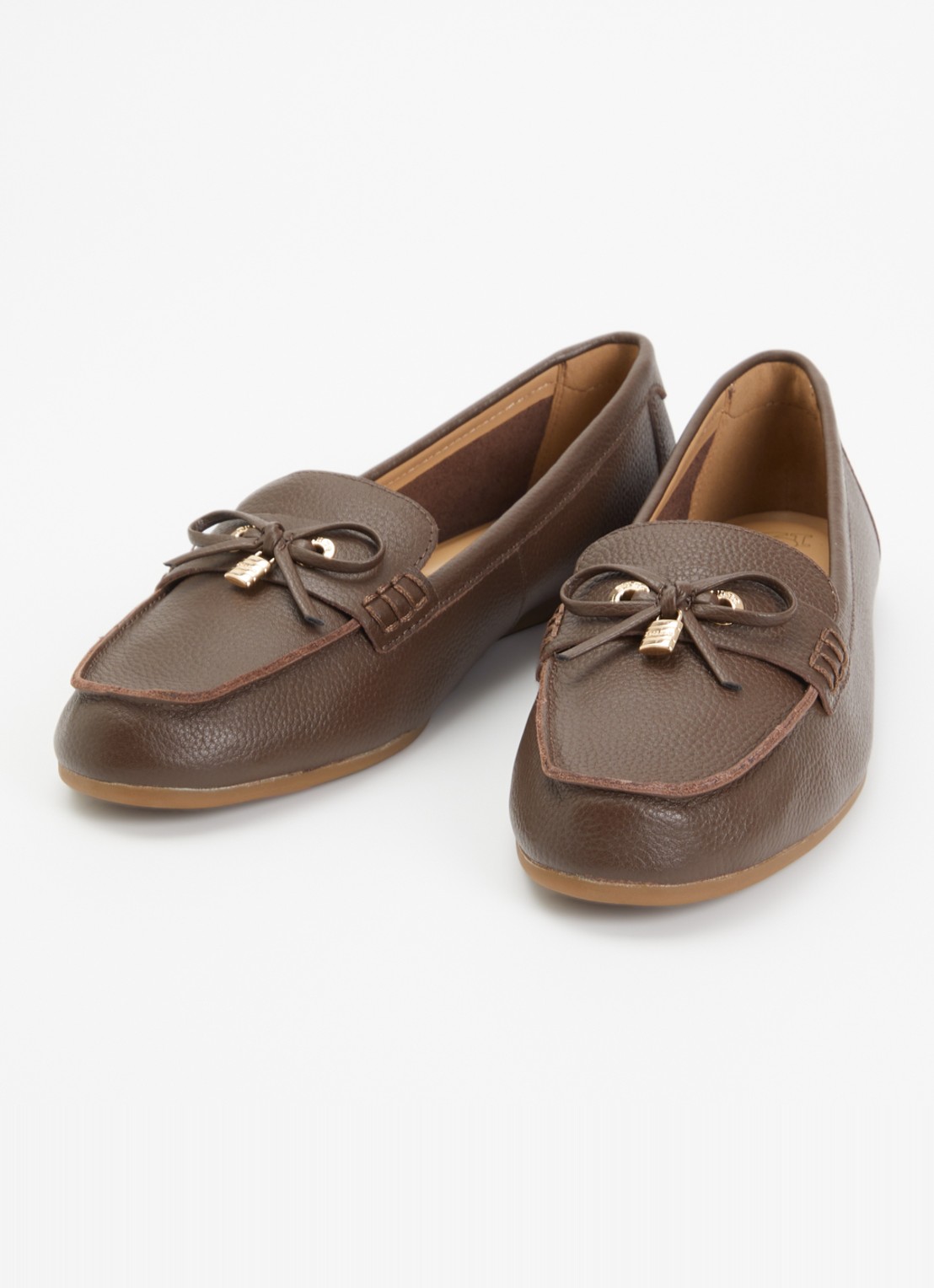 Dune London Girella mocassin van leer met strikdetail - detail 2 chocoladebruin