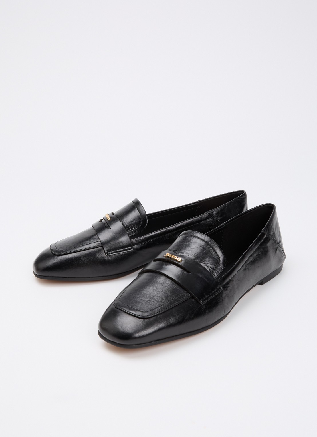 Dune London Glances loafer van leer - detail zwart