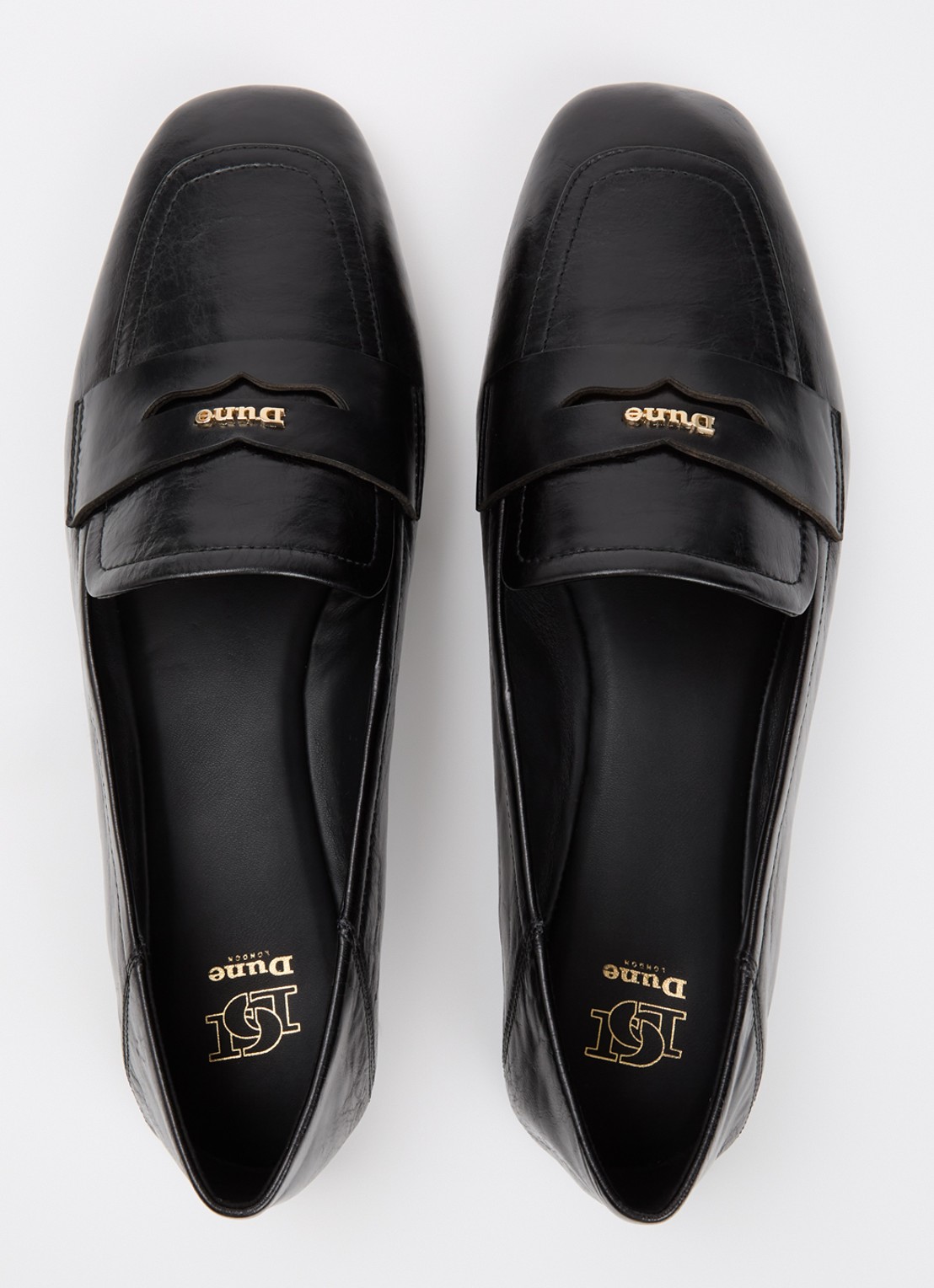 Dune London Glances loafer van leer - detail 2 zwart