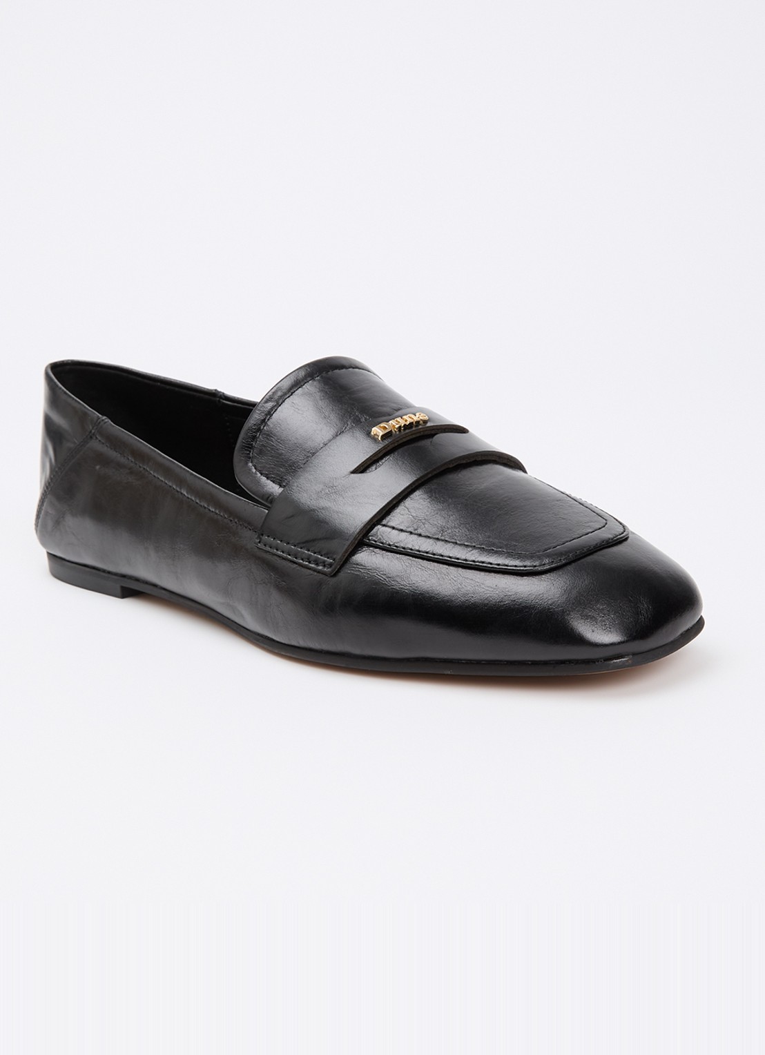Dune London Glances loafer van leer - voorkant 4 zwart