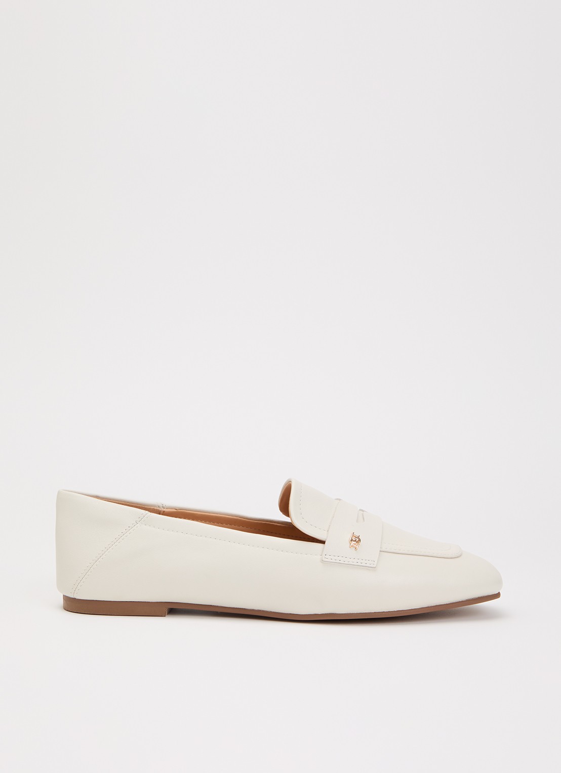 Dune London Glances loafer van leer - voorkant wit