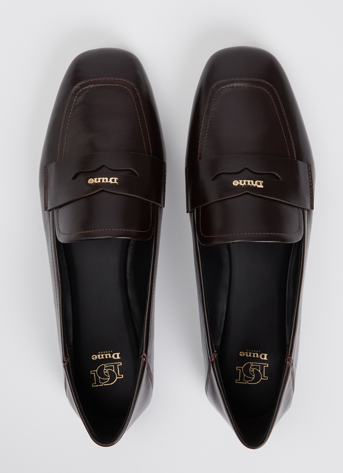 Dune London Glances loafer van leer - detail 4 donkerbruin