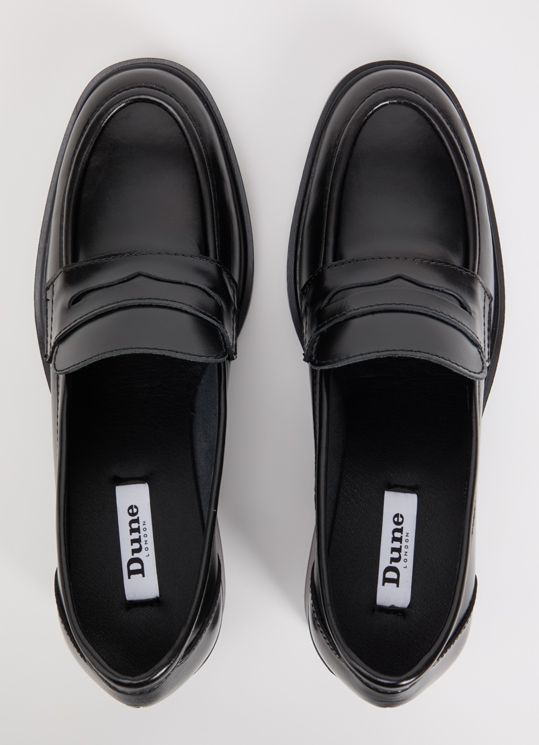 Dune London Glanzer loafer van leer - detail 2 zwart