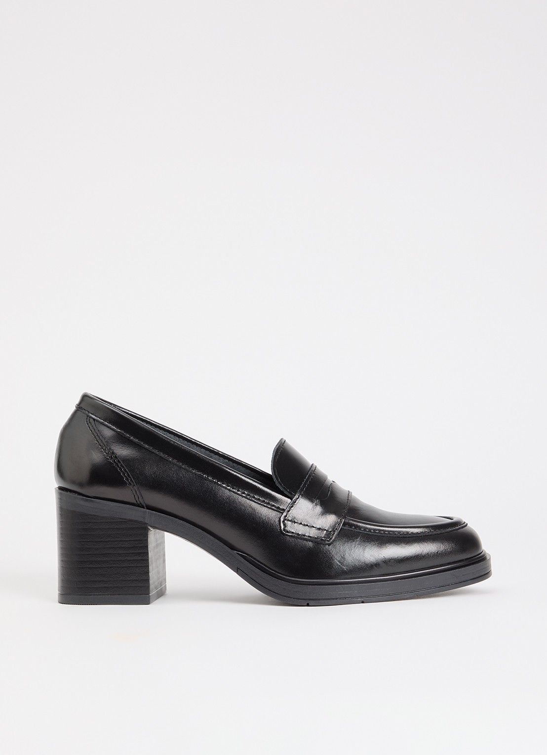 Dune London Glanzer loafer van leer - voorkant 5 zwart